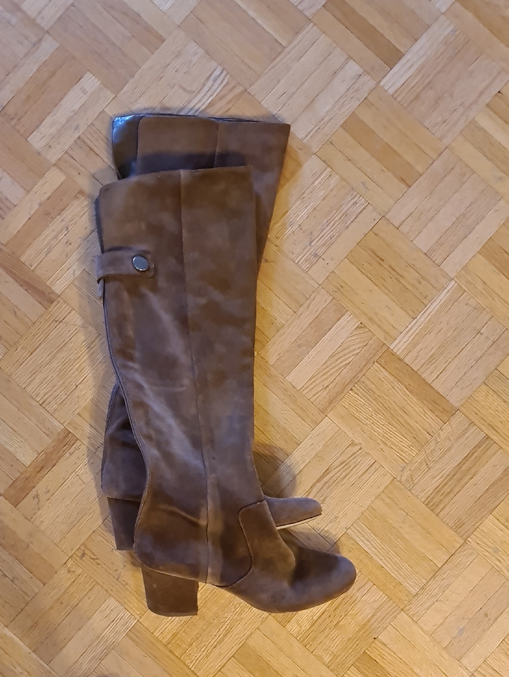 Nine West Brown Suede Knee-High Heeled Boots